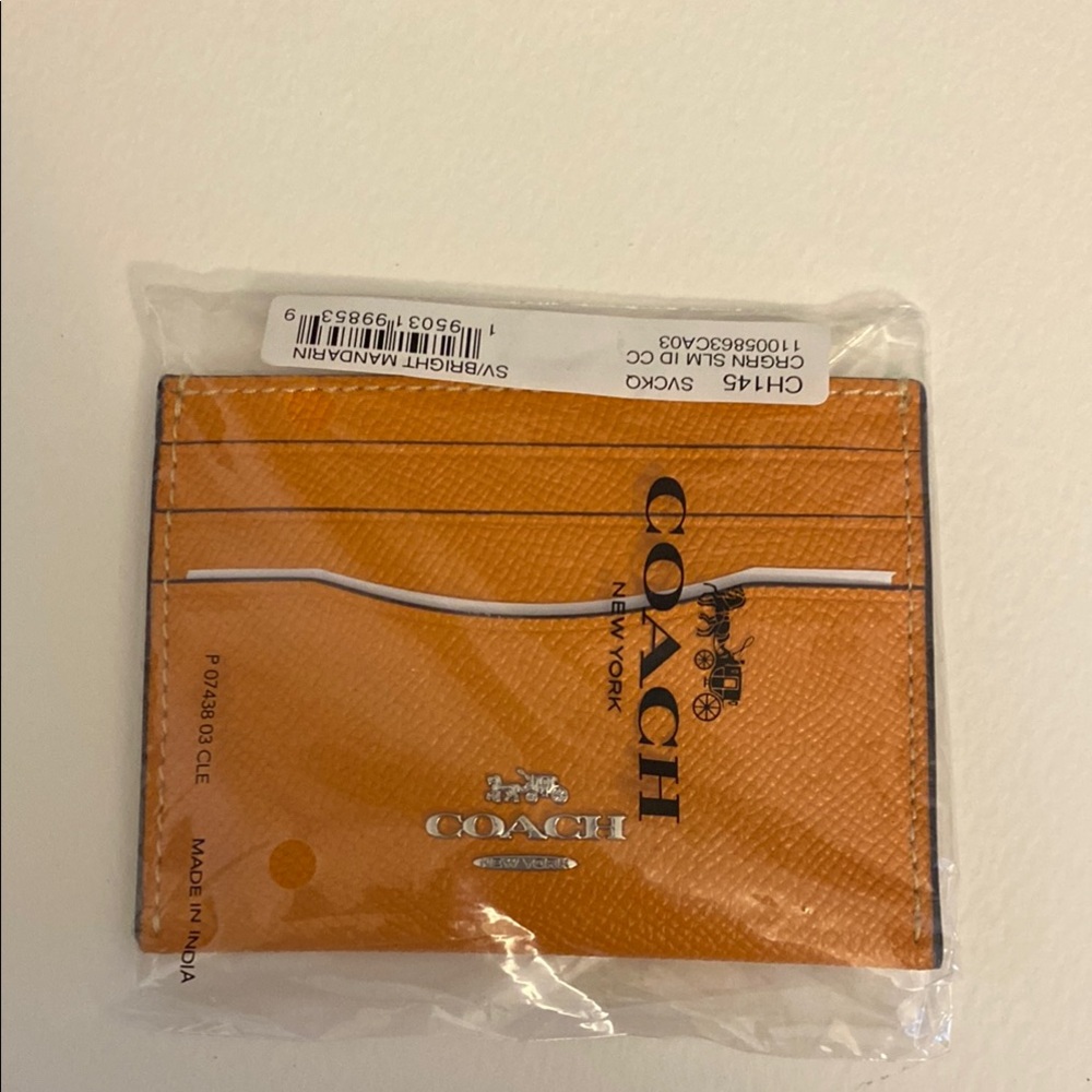 Authentic Coach Leather Orange Card Case